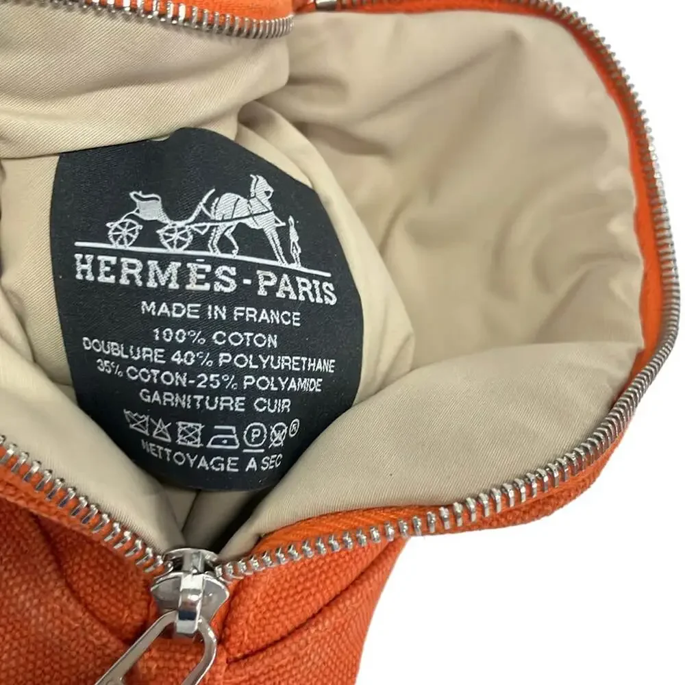 Hermès Bolide Pouch 15 Pouch Orange Light Brown Canvas Leather